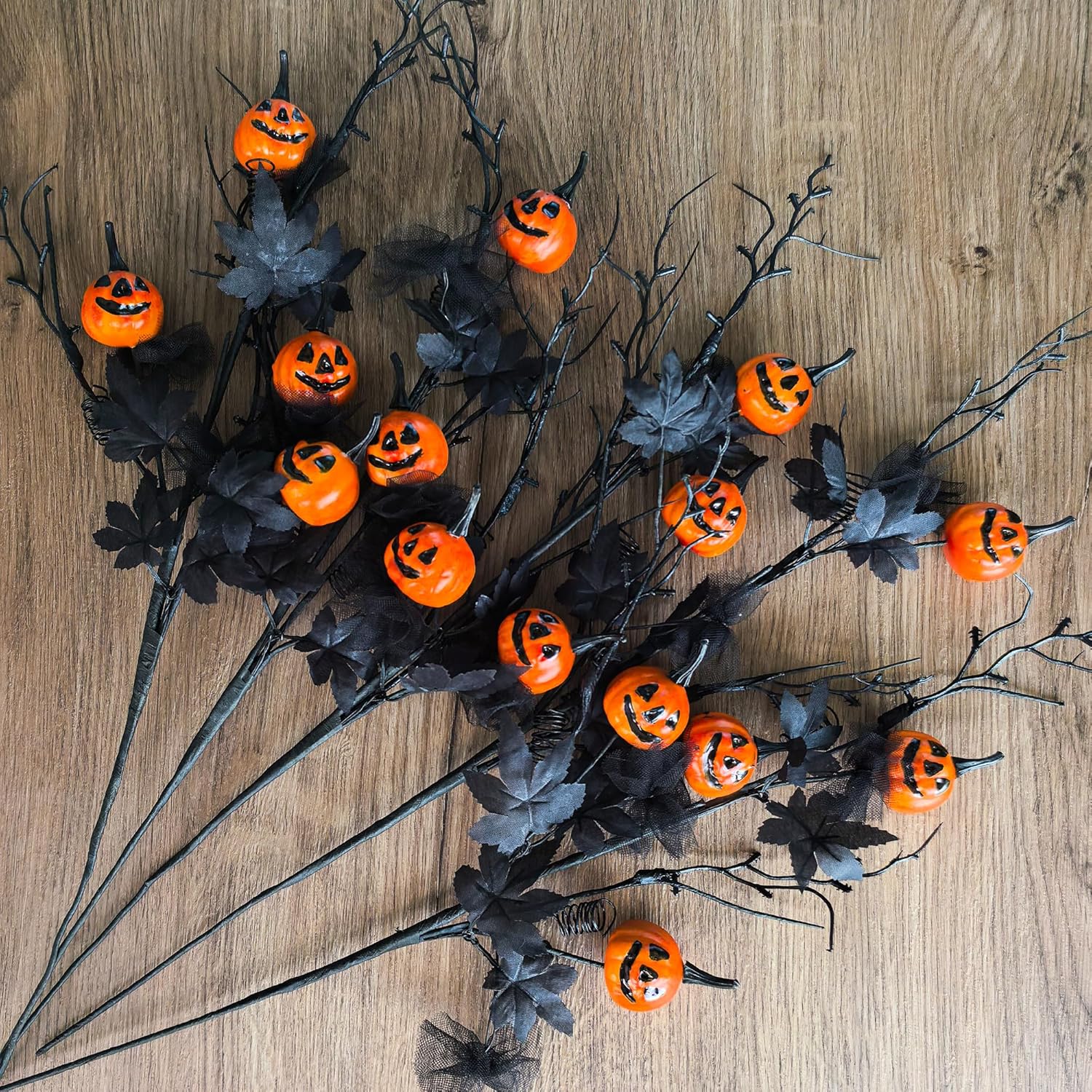 5PCS Halloween Decoration Pumpkin Artificial Floral Picks, 20Inch Halloween Branches Decorations for Vase Home Indoor Party Décor - Image 3