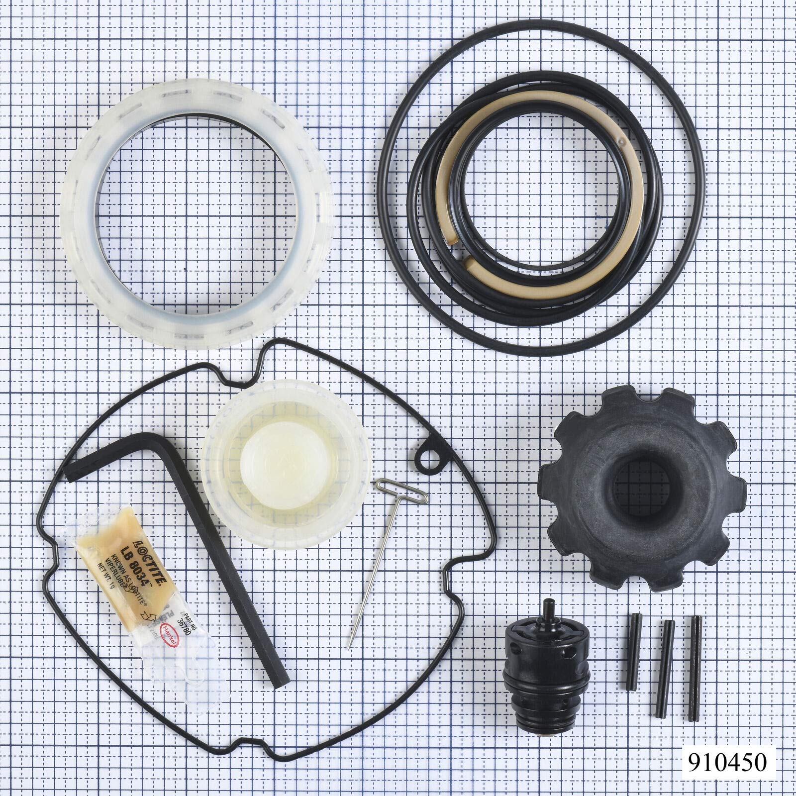 Porter Cable 910450 Nailer Overhaul Repair Kit – Compatible With FC350A, FM350A, FR350A Models – Includes O-Rings, Bumper, Trigger Valve & Gaskets