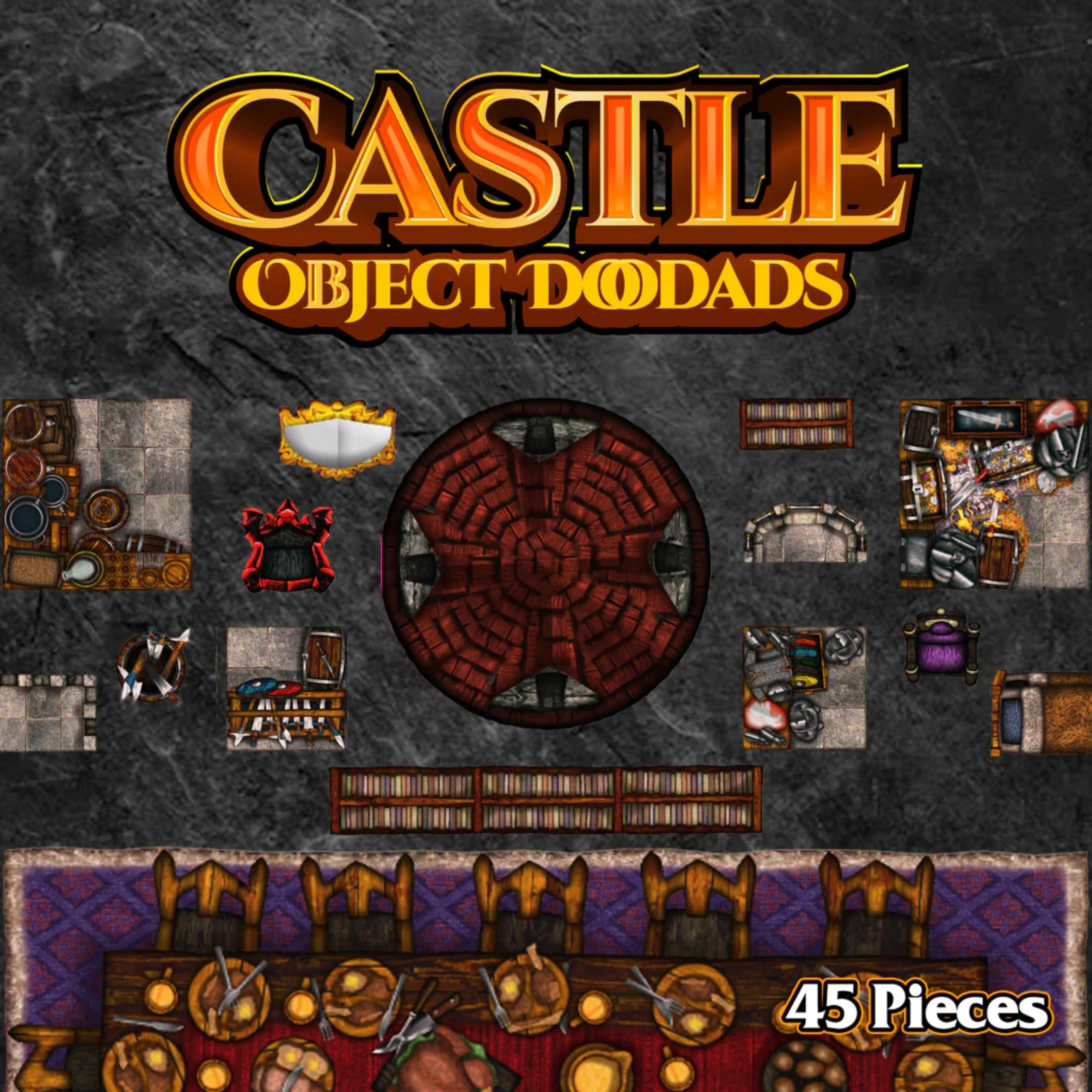 Castle - 40pc Double-Sided Castle & Terrain Pieces for Starters & Masters Alike - Roleplaying Objects for Dungeons & Dragons - Immersive Map Accessories for DND 5E, Pathfinder & Warhammer RPGs