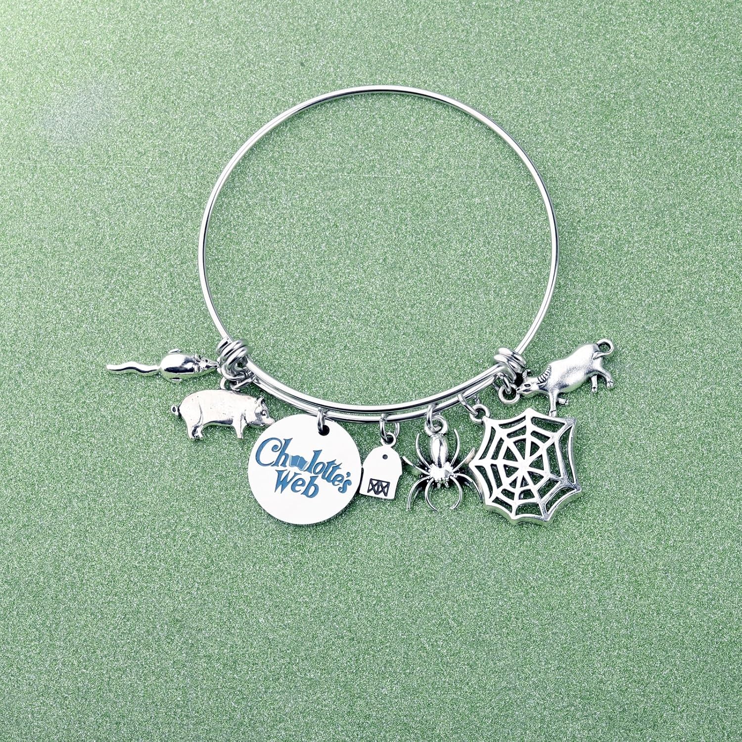 FAADBUK Spider Web Book Inspired Gift Spider & Pig Wilbur Gift Spider Bracelet for Bookish