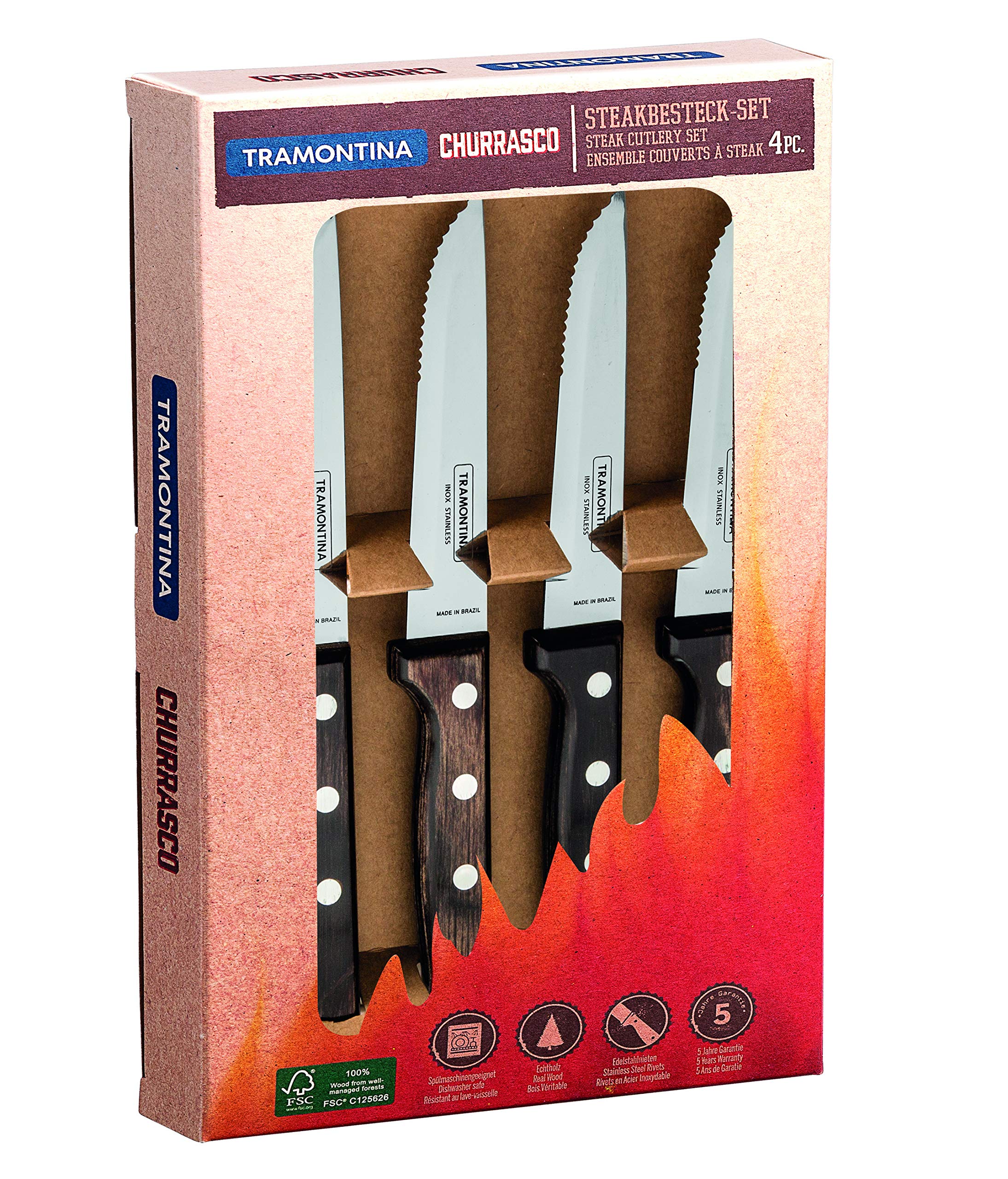 Tramontina 29899/315 AISI 420 - Posate da bistecca, in acciaio INOX