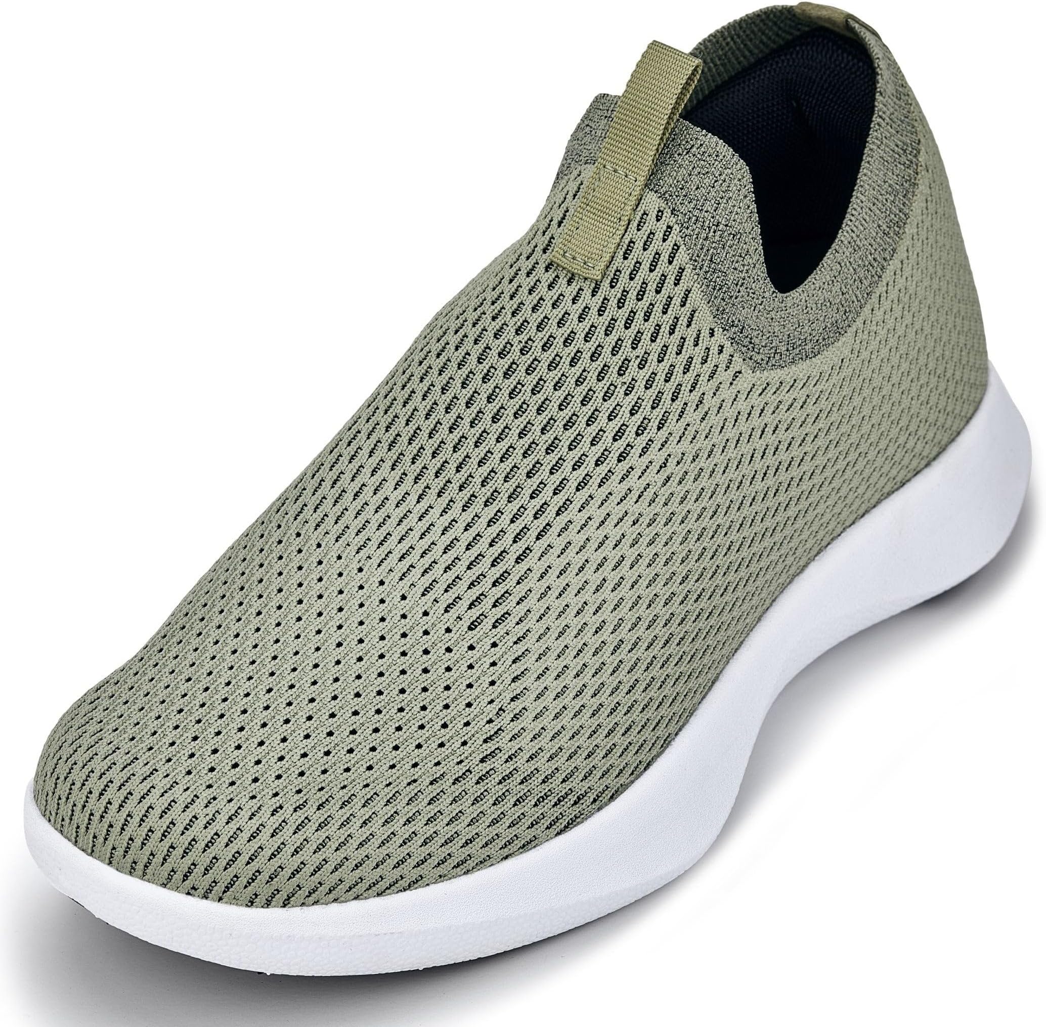 CALTO Men's Invisible Height Increasing Elevator Shoes - Olive Green Ultra Lightweight Slip-on Sneakers - 2.4 Inches Taller - Q073 - Size 6 D(M) US