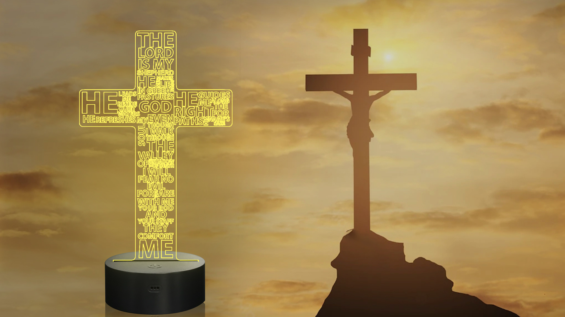 Image of FULLOSUN Jesus Cross 3D Night Light, Christ Optical Illusion Lights 16 Colors Change with Remote Control, The Lord Desk Lamps Room Home Decor Xmas Birthday Easter Gifts