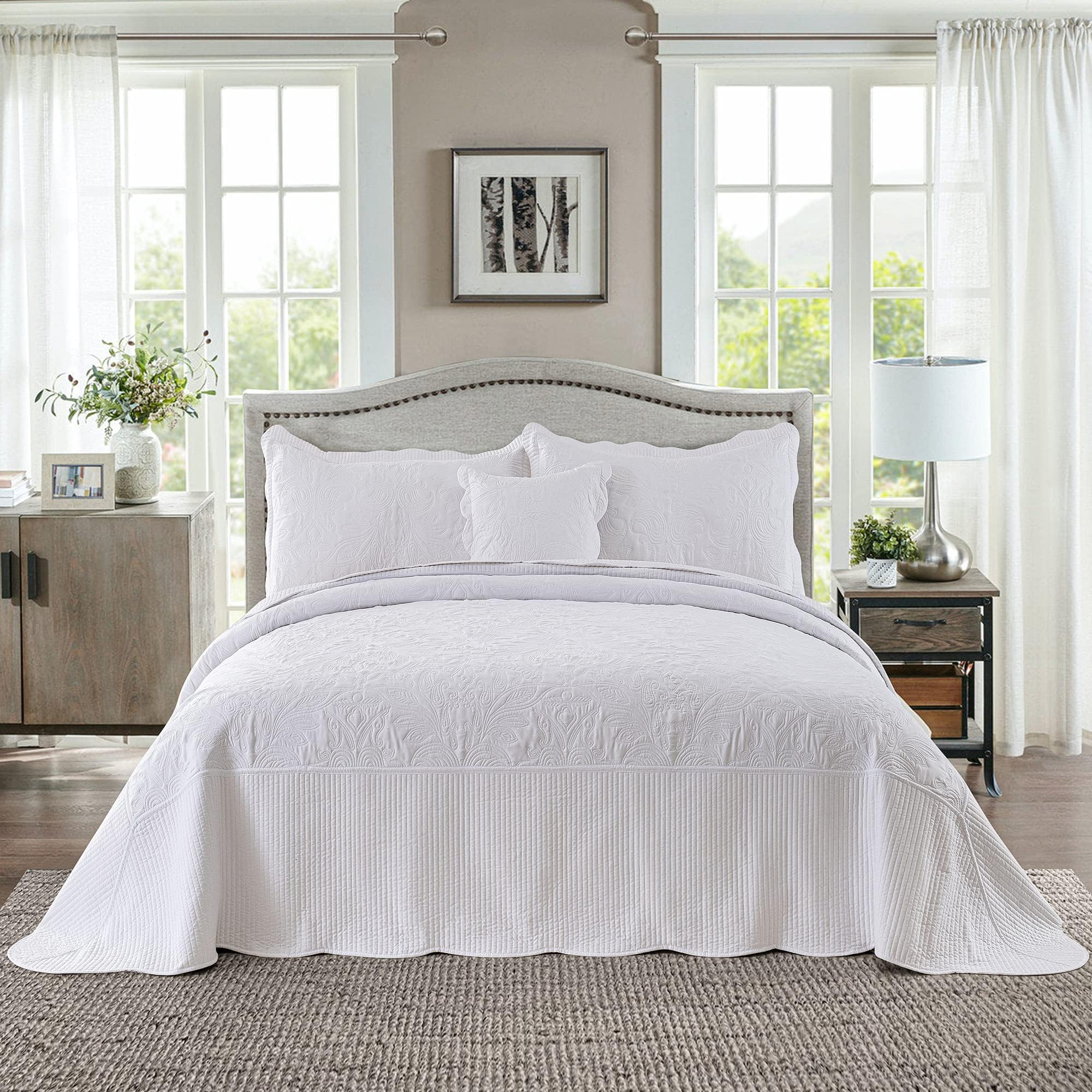 Amazon.com: WDCOZY White 100% Cotton Oversized California King Size ...