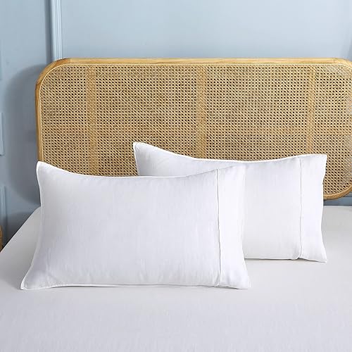 Miniatura 55 de S VICTORY SYMBOL 100% Organic Linen Pillowcases 20"x30" Set of 2,French Natural Flax Soft Durable Pillowshams Sandy Beige,Standard