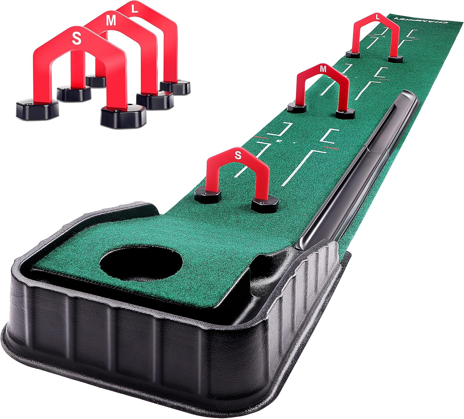 CHAMPKEY Premium Golf Putting Mat Come with Golf Putting Gates - True Roll Surface with Advanced Alignment Guides Golf Putting Green