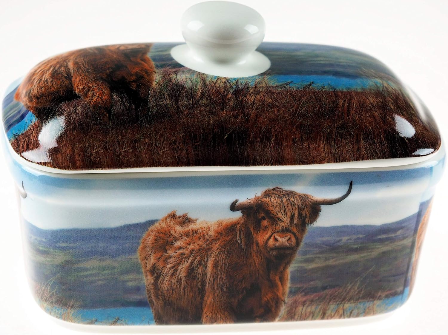 The Leonardo Collection LP93951A Highland Cow Butter Dish, Ceramic
