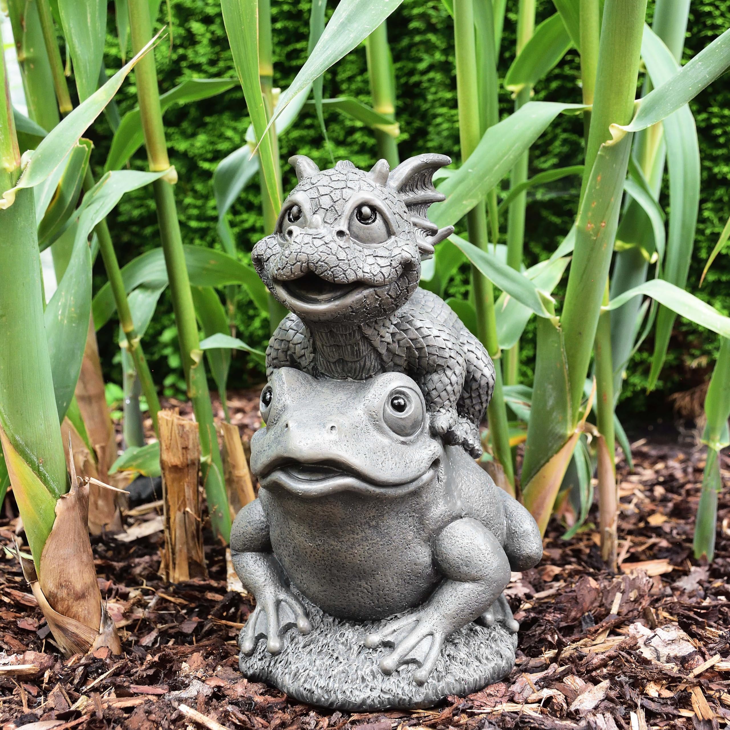 Gartenfigur Gartendrache - Modell Frog - Fantasy Figur Deko Drache süß