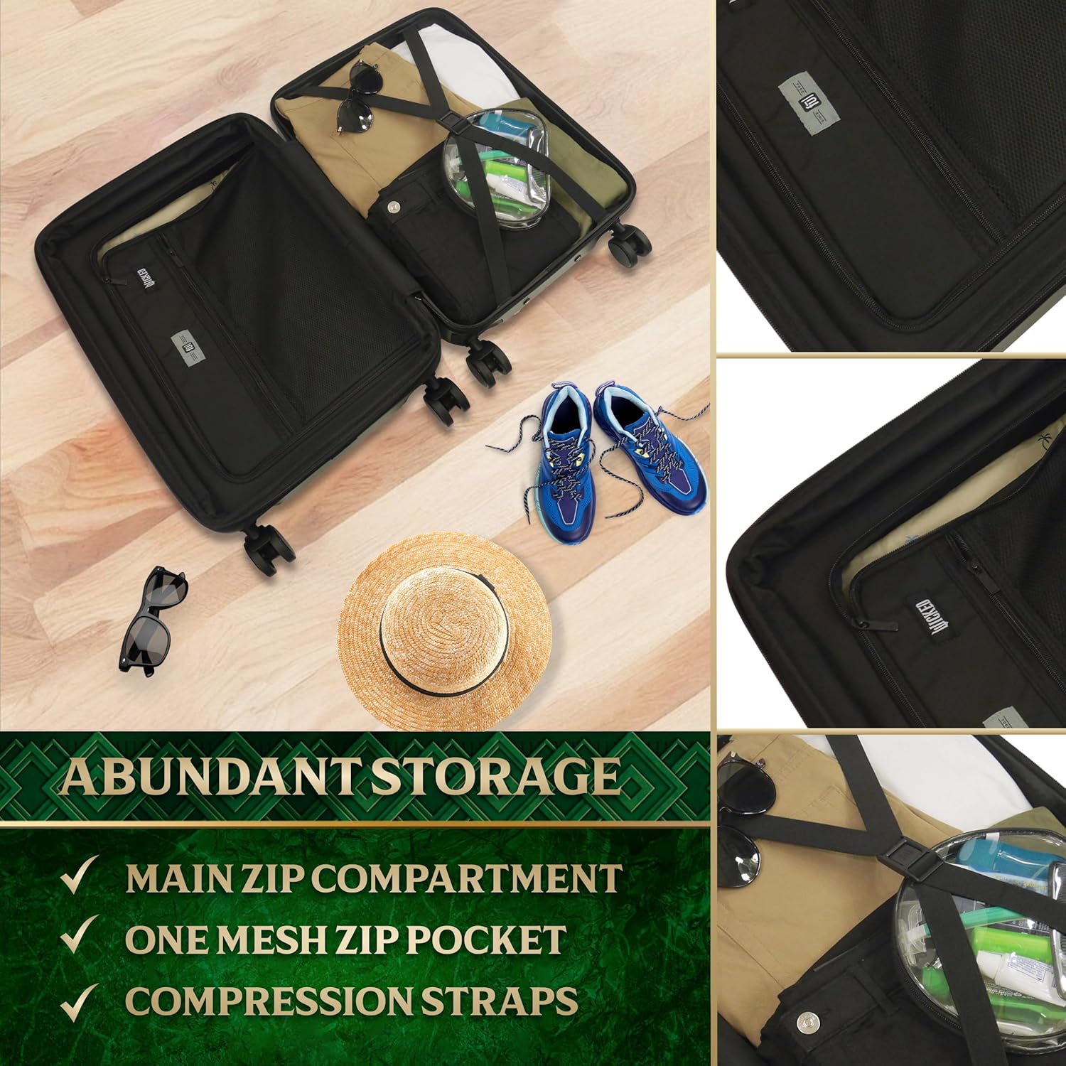 FUL Wicked 22.5 Inch Carry-On Luggage, Hardshell Rolling Suitcase with Spinner Wheels, Black