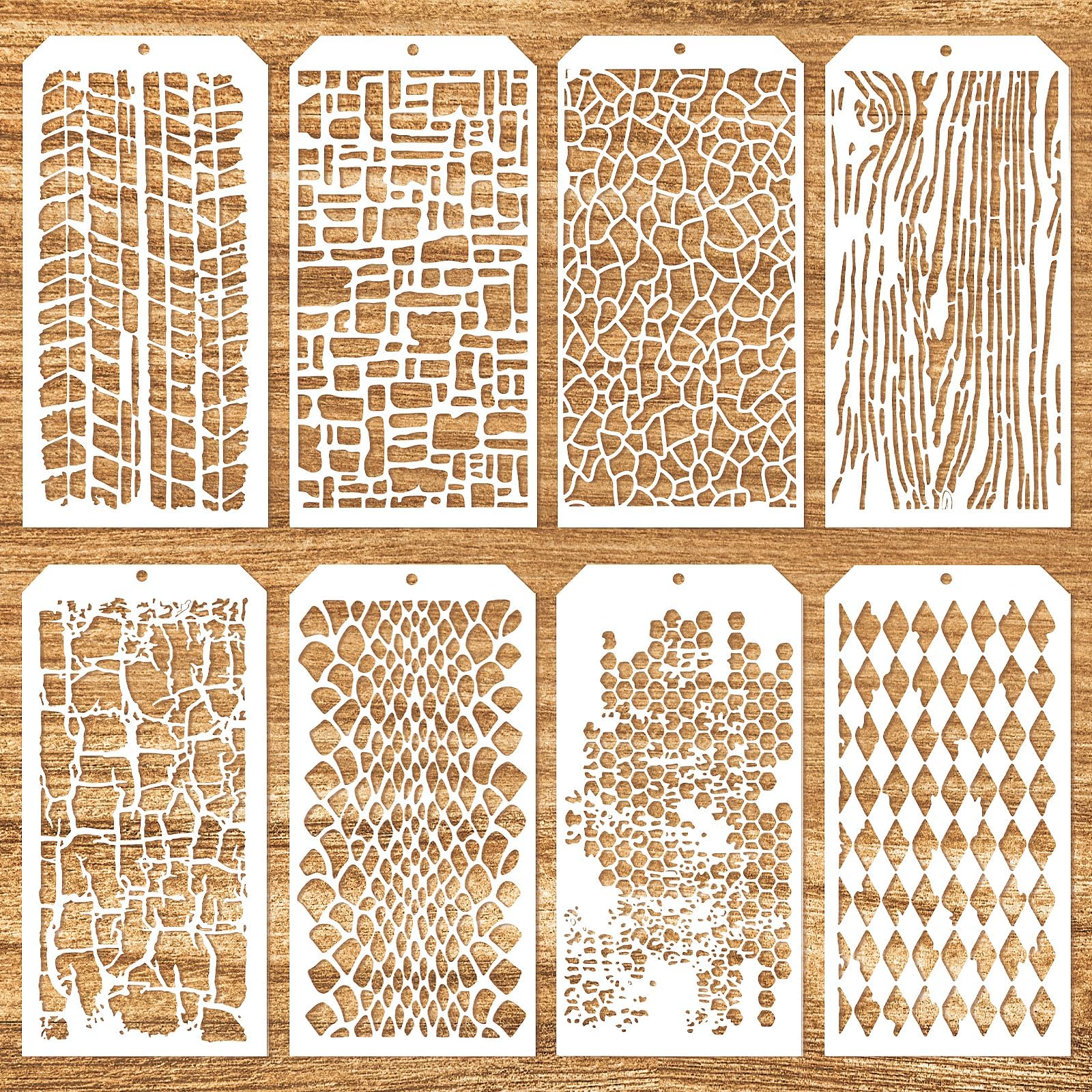 Amazon.com : Jeffdad 8 Pcs Stencils for Crafts Reusable, Texture ...