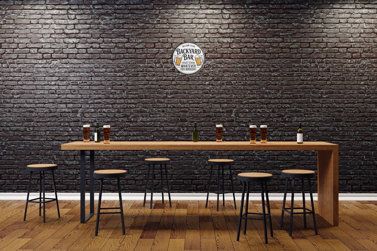 AWISZZZ Backyard Bar Metal Sign 8x8in Round Rustic Plaque for Outdoor Entertainment Wall Decor Party Host Gift image 4