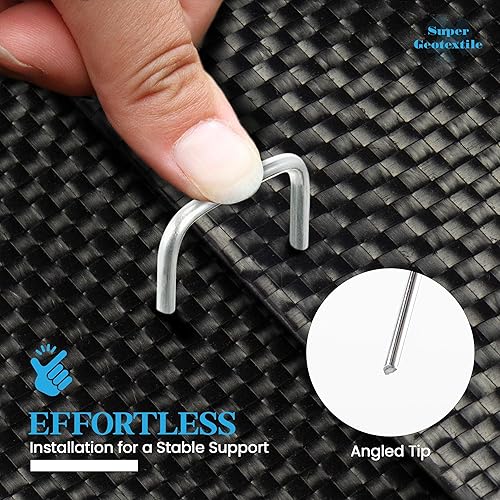 Miniatura 10 de Grapas de paisaje  Alfileres de césped galvanizados en forma de U de calibre 11 para barrera de malezas y estacas de tela de paisajismo  Extra