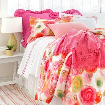 Pine Cone Hill Trio Fuchsia Flat Sheet, Full/Queen Size, Pink Solid Pattern