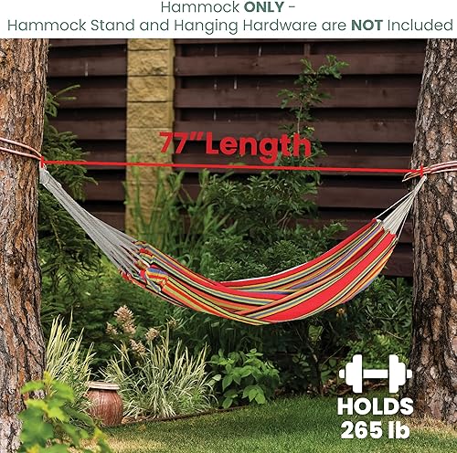 Miniatura 3 de Northlight Hamaca brasileña única tejida a rayas rojas y amarillas de 77"