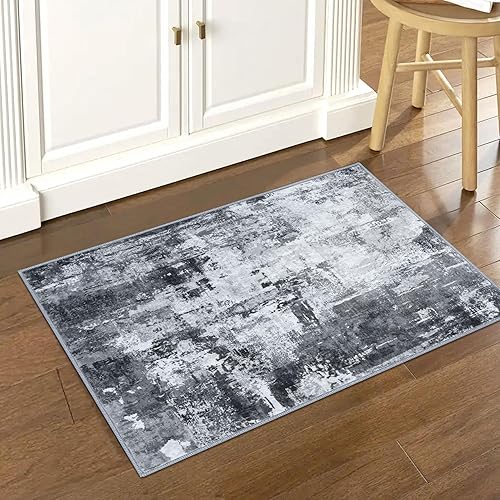 KOZYFLY Alfombra antideslizante de 2 x 3 pulgadas, alfombra de área pequeña, abstracta, lavable a máquina, alfombra moderna para puerta delantera,