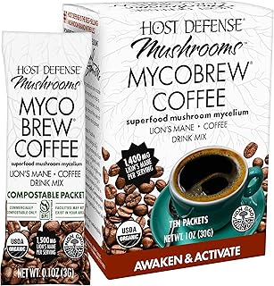 MycoBrew Coffee - Instant Drink Mix - Includes Lion's Mushroom - Drink Mix with 100% Arabica Instant Coffee - Awaken and Activate, 10 Packets (10 Servings)