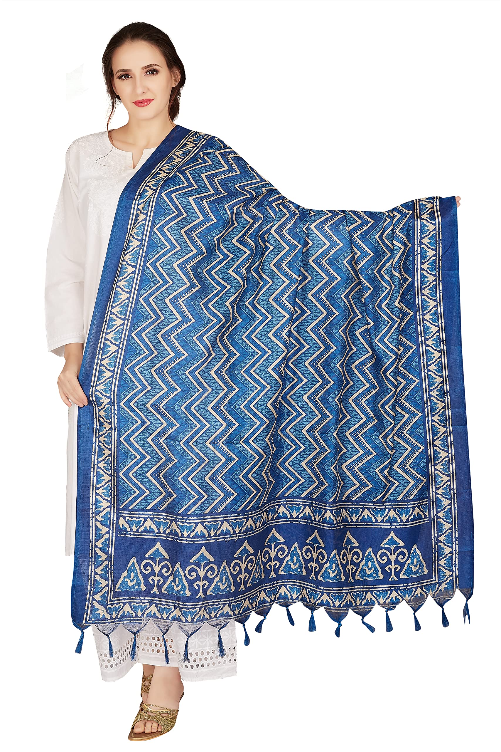 rani saahiba Women's Art Silk Indigo Printed Dupatta (SKRDD2205_Indigo)-picture-18