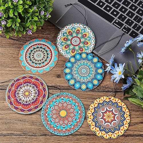Miniatura 4 de Ambientadores de coche con mandala de 12 piezas, accesorios colgantes para automóvil, estilo bohemio, ambientadores automotrices de larga duración