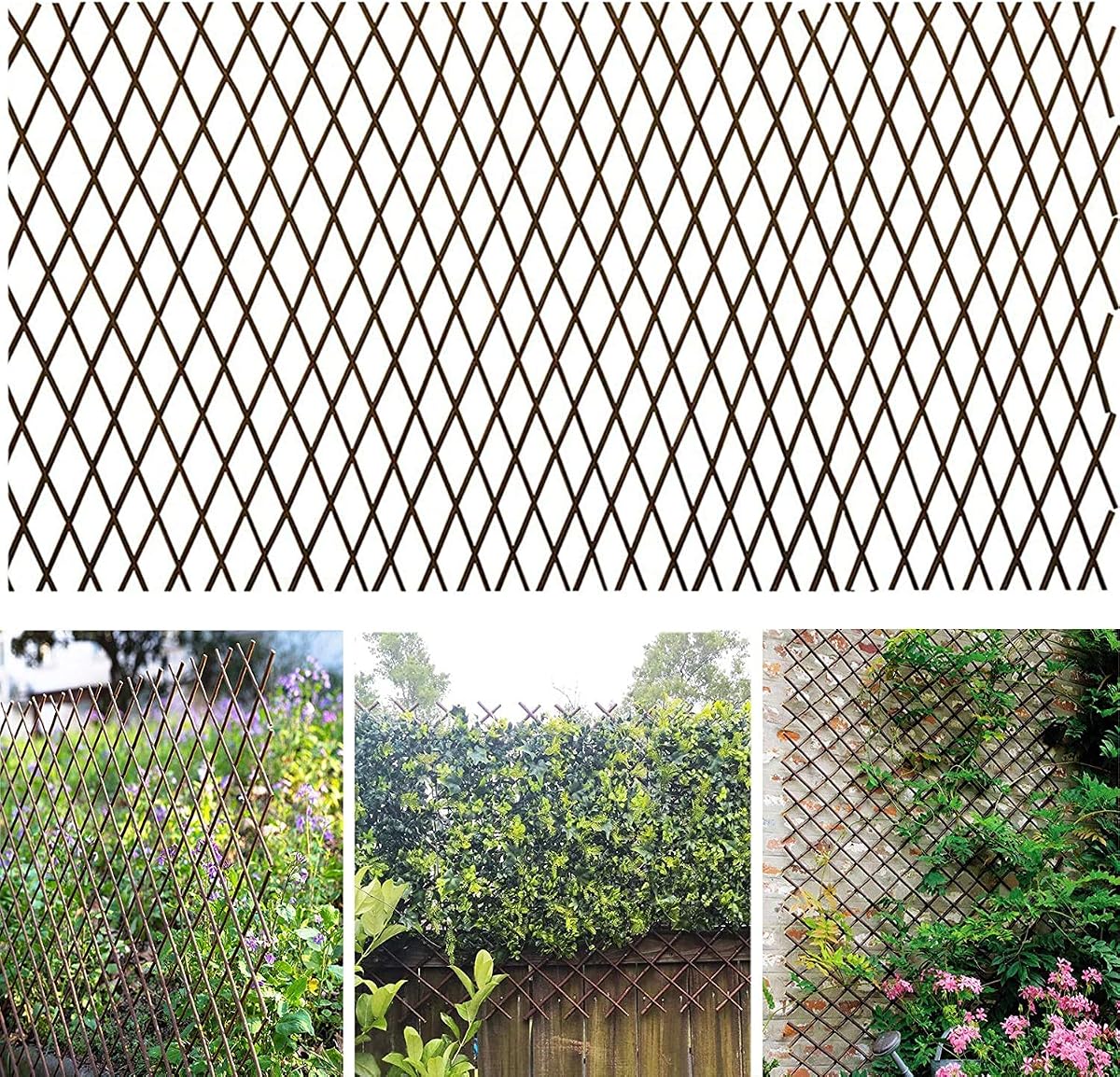 GLANT Lattice Fence Willow Expandable Plant Climbing Lattices Trellis Fence,Open Screen Fencing,Willow (1)