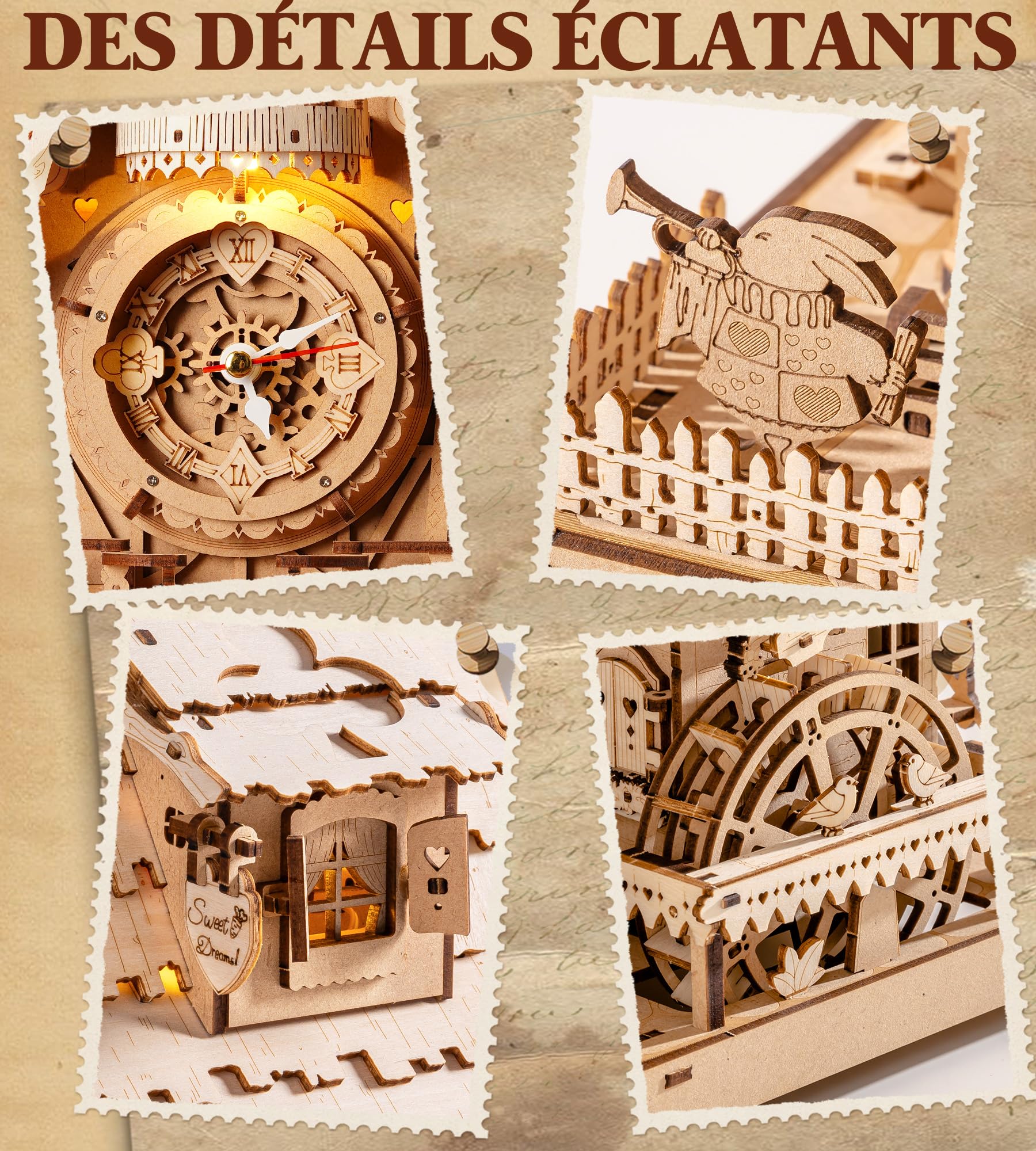 ROKR 3D Puzzle Wood Cuckoo Clock Model Building Model Building