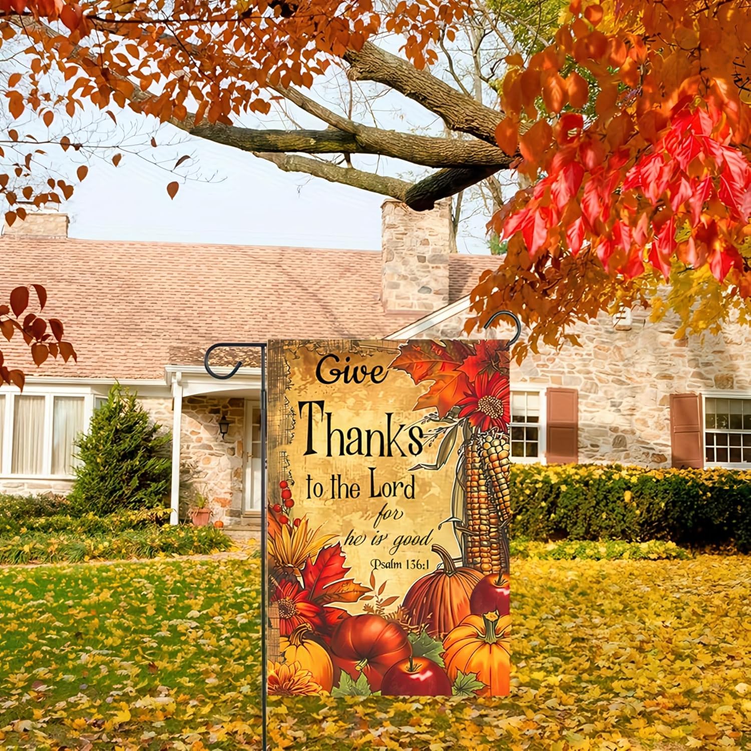Fall Pumpkin Thanksgiving Garden Flag 12x18 Double Sided Autumn Yard Banner Happy Fall Welcome Sign Outdoor Harvest Farmhouse Decor Pumpkin Outdoor Decorations for Outside Garden Flags - Image 2