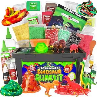 Original Stationery Dinosaur Slime Kit: Glow-in-Dark DIY Slime with Lava, Dino Poop & Toys - Sensory Play Gift for Boys 8-12