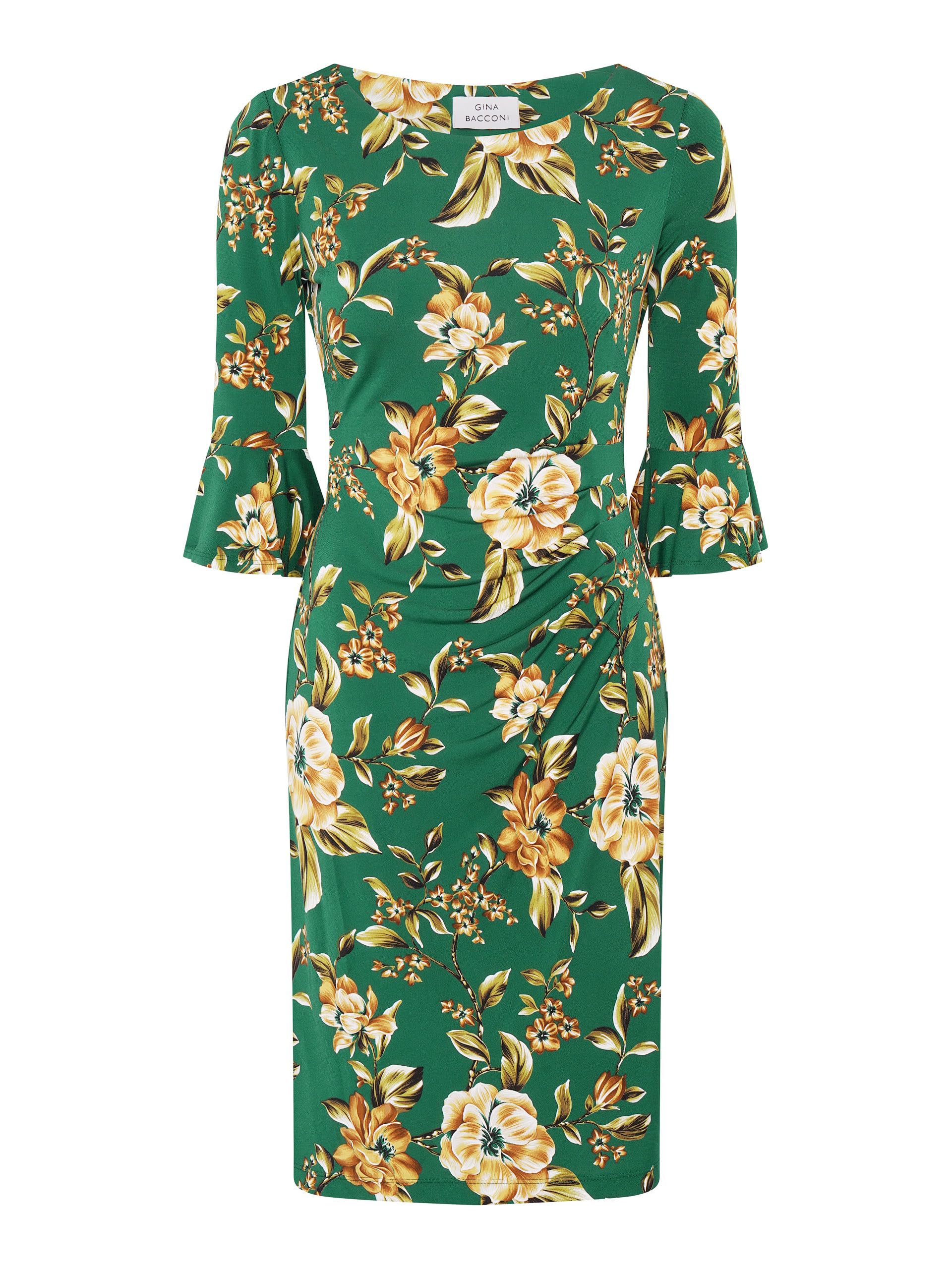 Gina Bacconi Women's Floral Dress Cocktail, Green/Multi, 14