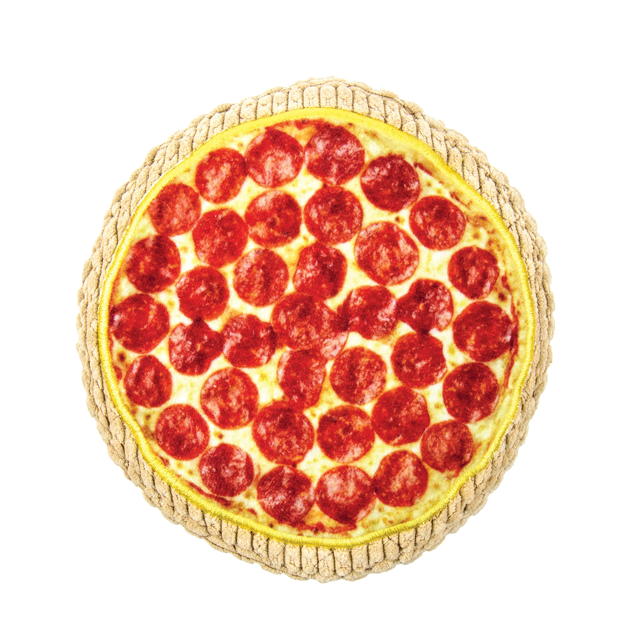 Tough 'N Fun Pizza Squeaky Plush Dog Toy, Chew Guard Technology - Red/Tan, Large