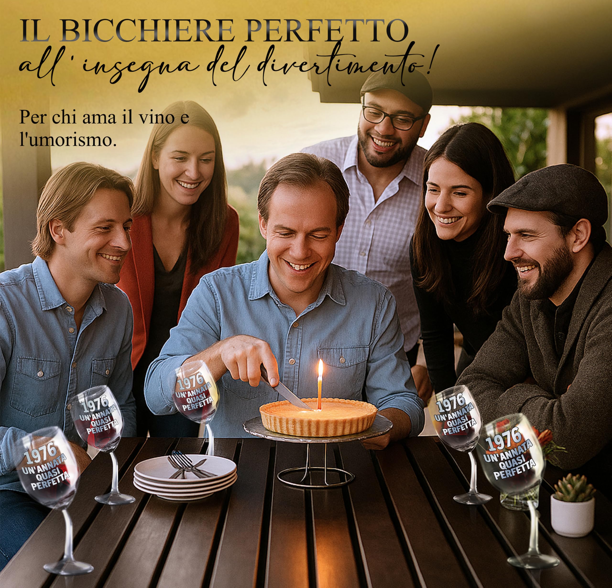 Calice Vino Personalizzato 50 ANNI - Bicchiere Piegato Da 440ml In Cristallino Per Compleanno 50 anni Uomo E Donna con Scatola Regalo Inclusa - Regalo Originale 1976 Un’Annata Quasi Perfetta