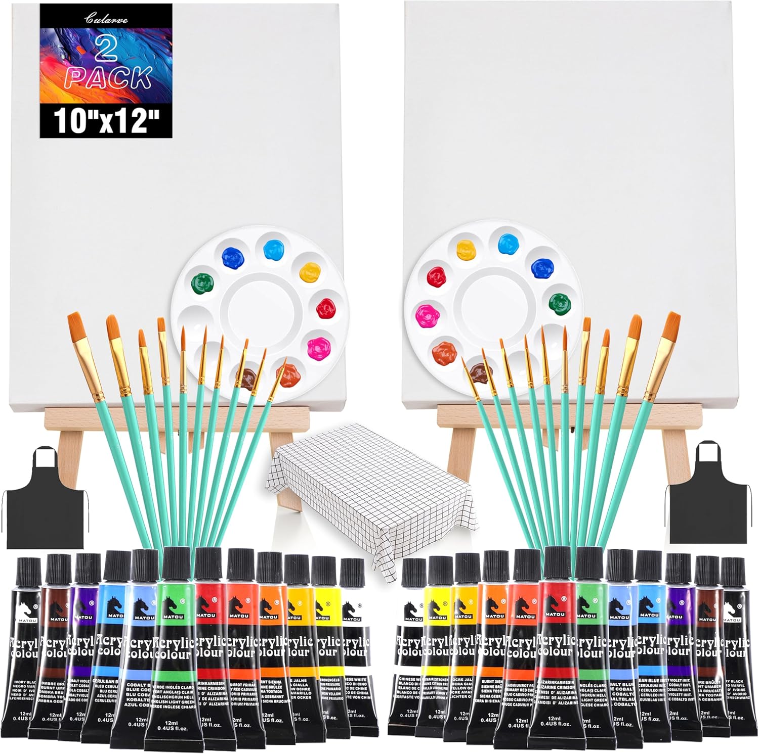 2-Pack 10''x12'' Sip and Paint Kit for Adults (with Easel), Date Night Painting Kits for Adults, Couples, Beginners, and Painting Parties | Ideal for Art Lovers and Creative Fun