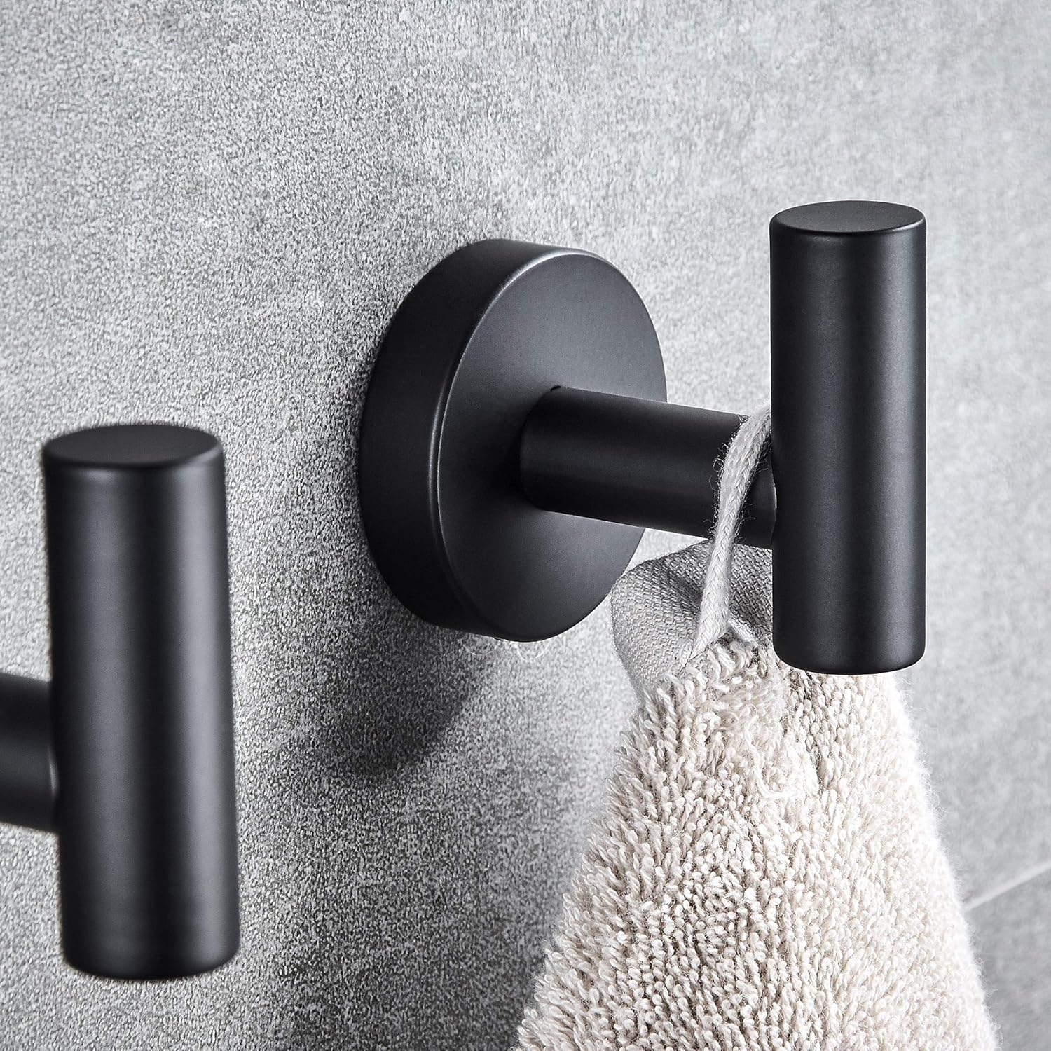 MARMOLUX ACC - Towel Hook Black Bathroom Single Coat Hooks Bath Kitchen Small Hand Towel Holder Hat Door Hanger Rack Home Storage Stainless Steel Bathroom Hardware Set Wall Mount Matte Black (2 Pack)
