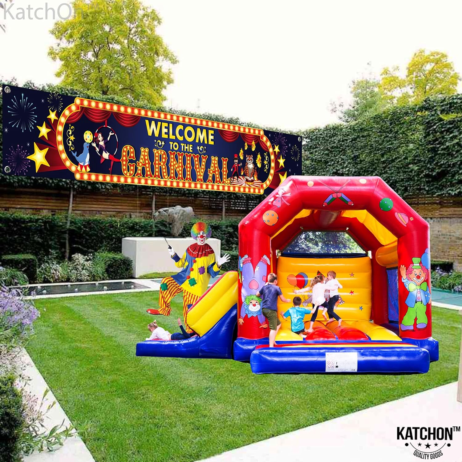 Katchon, Welcome To The Carnival Banner - Large, 120X20 Inch | Carnival Banner Backdrop | Carnival Theme Party Decorations | Carnival Decorations for Event | Carnival Games Party, Circus Decorations