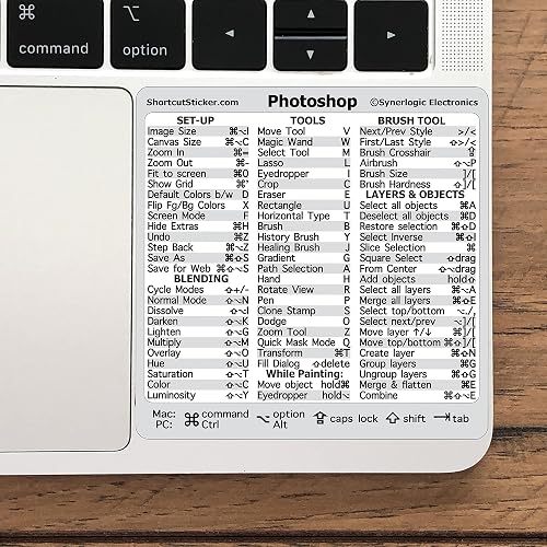 Synerlogic Photoshop Keyboard Shortcut Sticker for MacBook/Windows PC