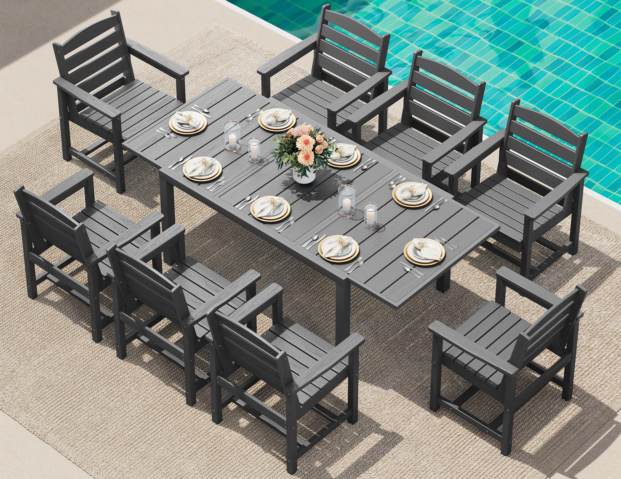 SERWALL 9-Piece Expandable Dining Set