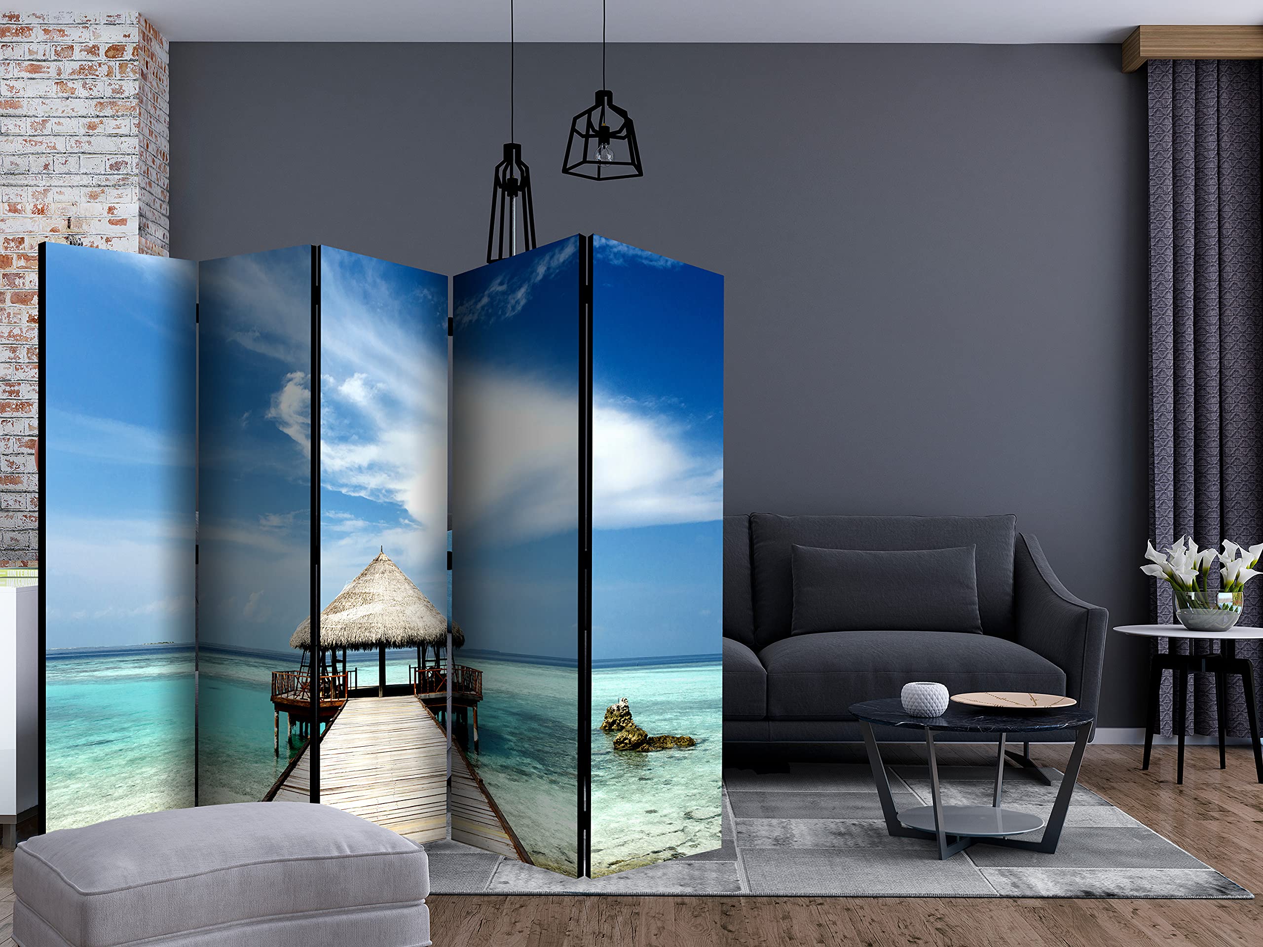 decomonkey Schermo divisorio per interni Paesaggio 225x172 cm 5 Piezzi