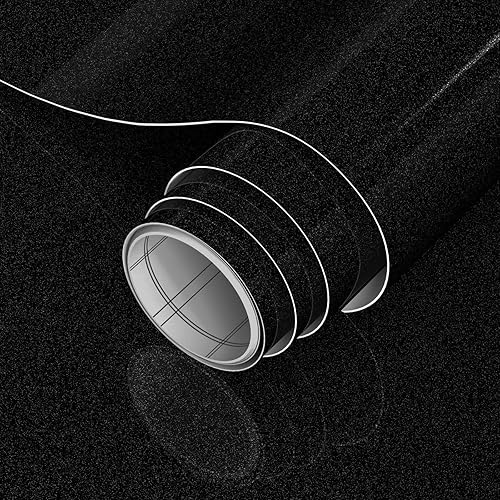 KIKitchen Papel de contacto negro brillante de 158 x 393 pulgadas papel tapiz negro brillante sólido para despegar y pegar papel de pared
