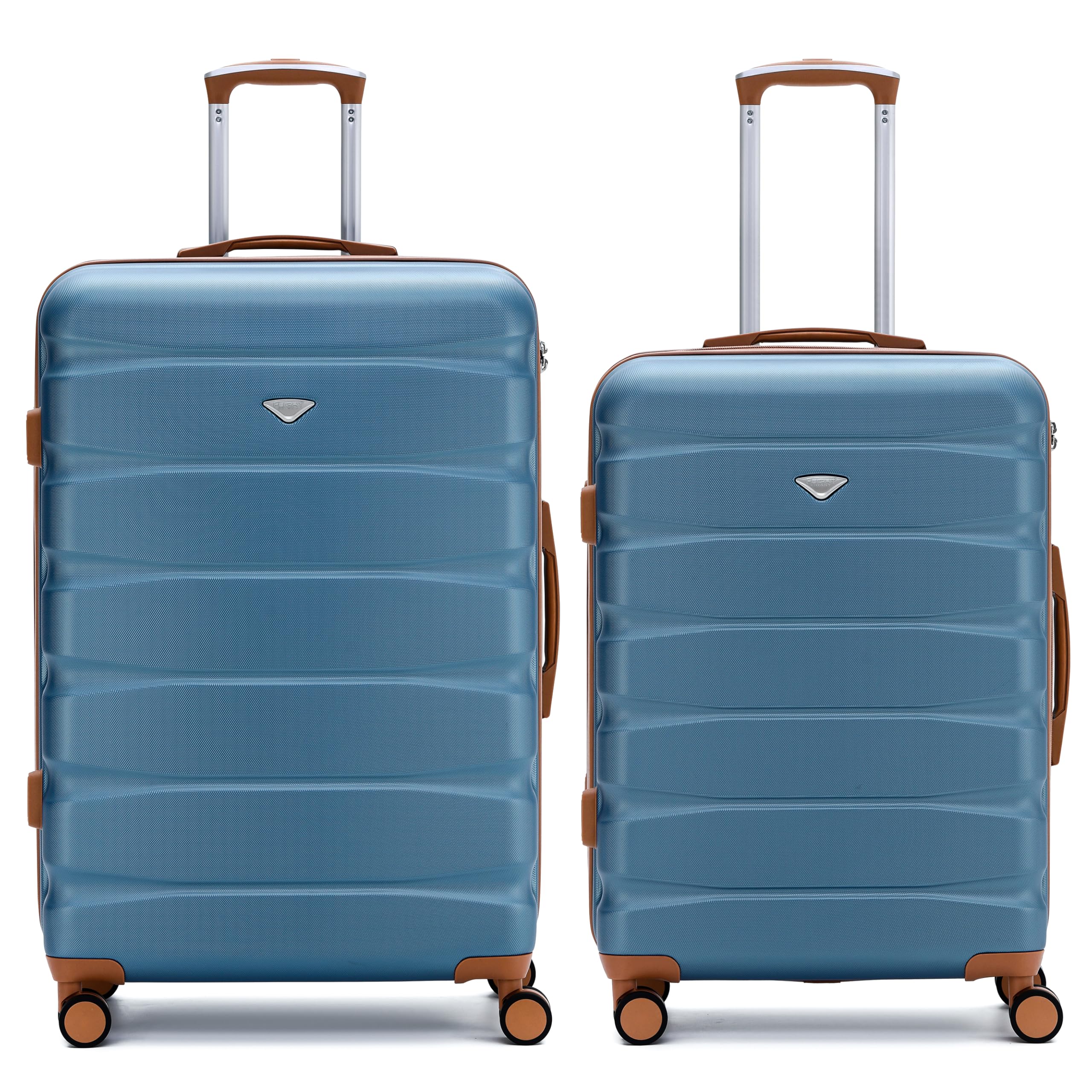 Flight Knight Luggage Sets - Checked Hardside Luggage - All Parts Size Medium 27x16x11 & Large 31x21x12 TSA Lock Easy Glide Silent Double Spinner Wheels Durable Hardside Lightweight Suitcase