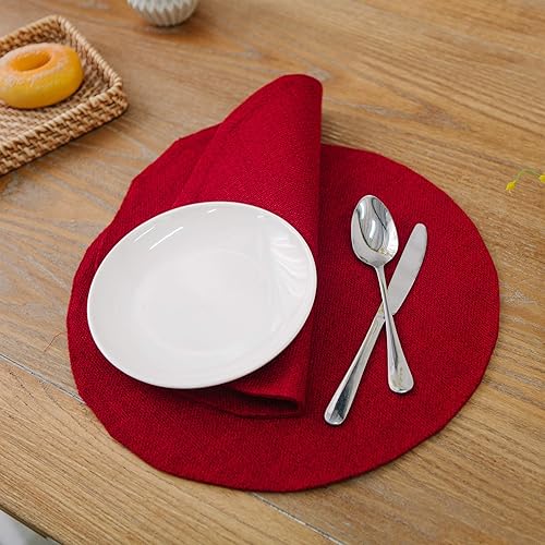 Miniatura 111 de Juego de 4 manteles individuales de lino suave hechos a mano resistentes al calor, manteles individuales para mesa de comedor, manteles individuales