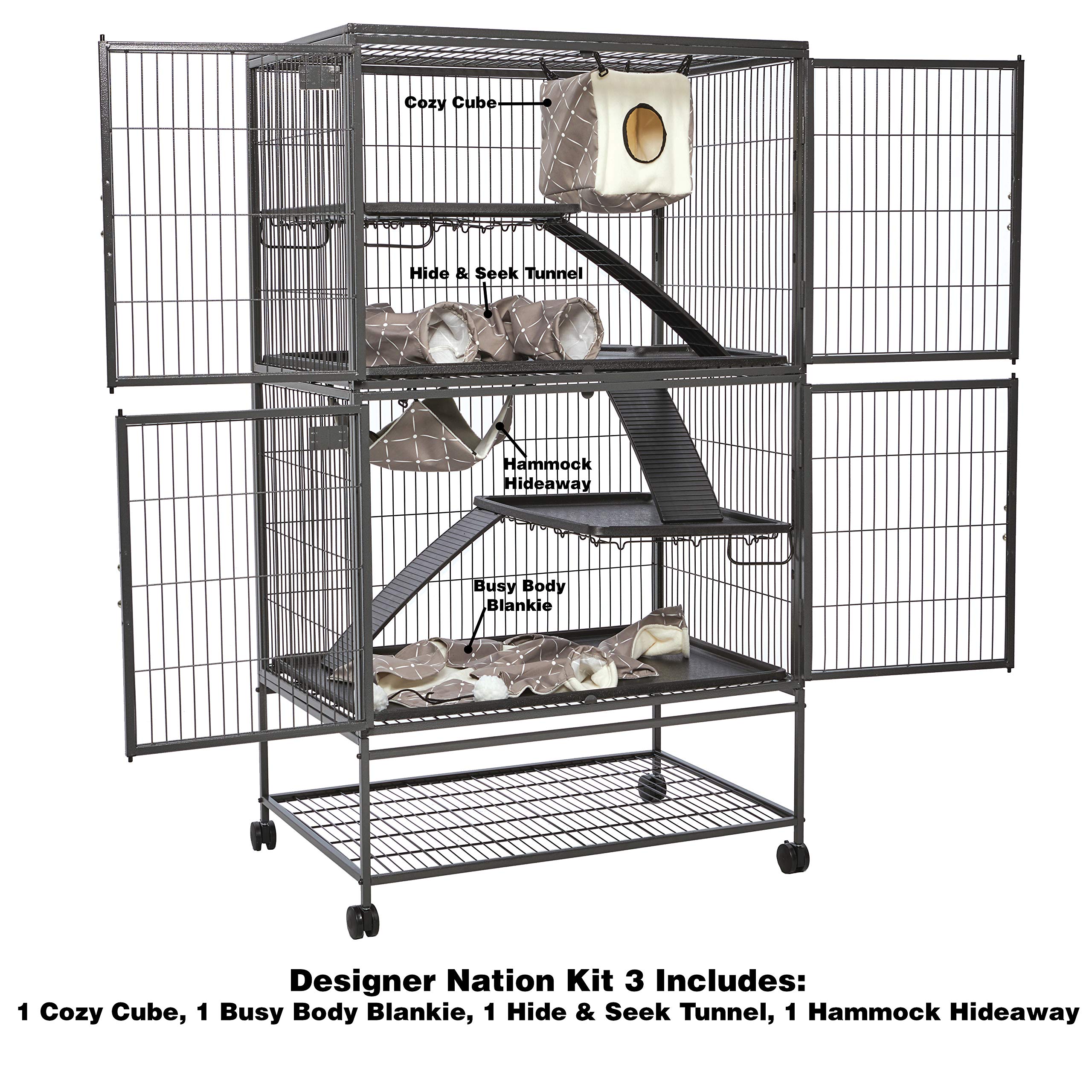 MidWest Homes for Pets Ferret Nation & Critter Nation - Kit de Accesorios de diseño con Estampado de Diamantes, Kit 3