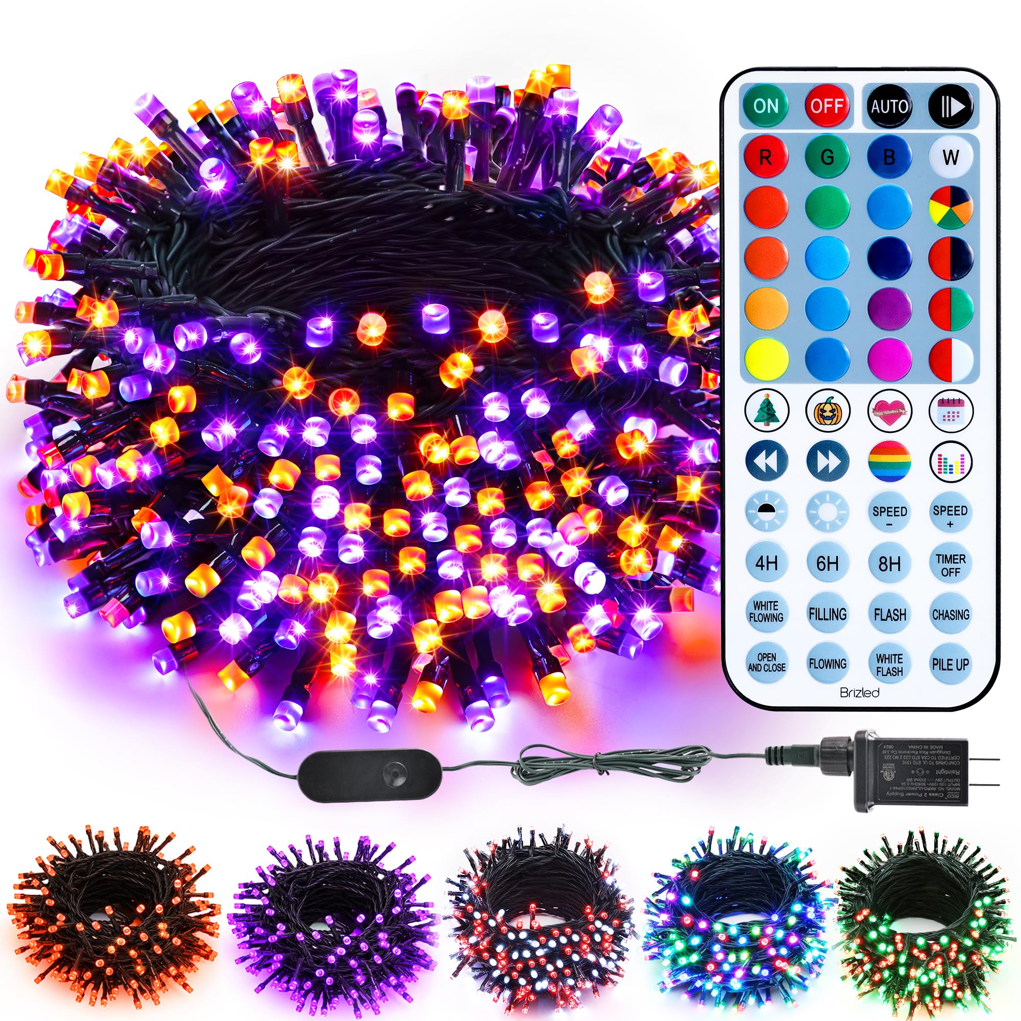 Photo 1 of Brizled Halloween Lights Outdoor, Orange Purple Tree Lights, 200 LED, 66 ft