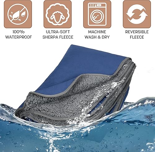 Miniatura 7 de Tirrinia - Manta impermeable para exteriores con forro de lana Sherpa, resistente al viento, triple capa, abrigada, cómoda, plegable para acampar,