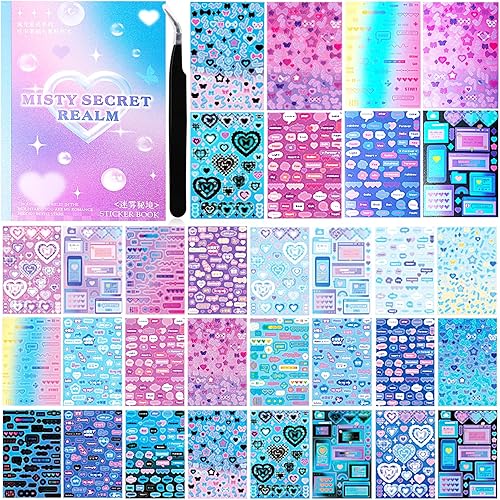 1200 calcomanías coreanas para tarjetas fotográficas, calcomanías decorativas de libro Kpop, calcomanías estéticas con purpurina para caja de
