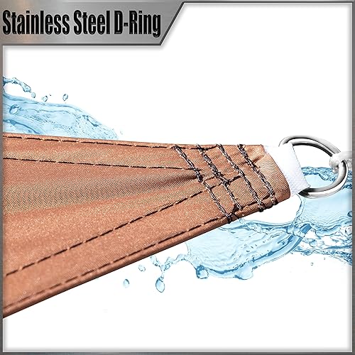 Miniatura 4 de Amgo AMWTPS9.5 - Toldo rectangular impermeable marrón de 9.5 x 9.5 pies, protección del 95% de los rayos UV, resistente al agua, para exteriores,