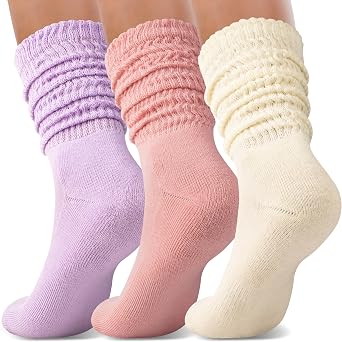 Ozaiic Slouch Socks for Women Knee High Scrunch Sock Soft Breathable Extra Long Boot Socks 3 Pairs Size 5-11