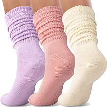Ozaiic Slouch Socks for Women Knee High Scrunch Sock Soft Breathable Extra Long Boot Socks 3 Pairs Size 5-11