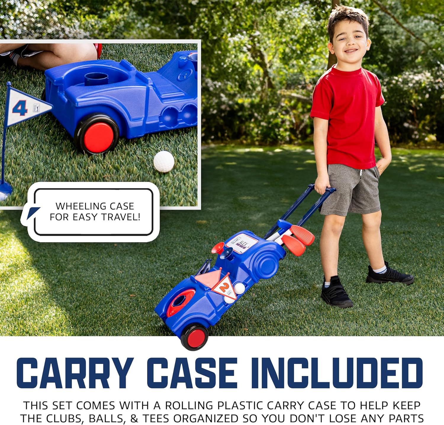 Franklin Sports Kids Toy Golf Set - PGA Tour MyFirst Plastic Golf Clubs + Balls Set for Kids + Toddlers - Mini Toy Righty + Lefty Clubs - Includes Carry Case, (2) Tees, (4) Balls, (4) Holes with Flags