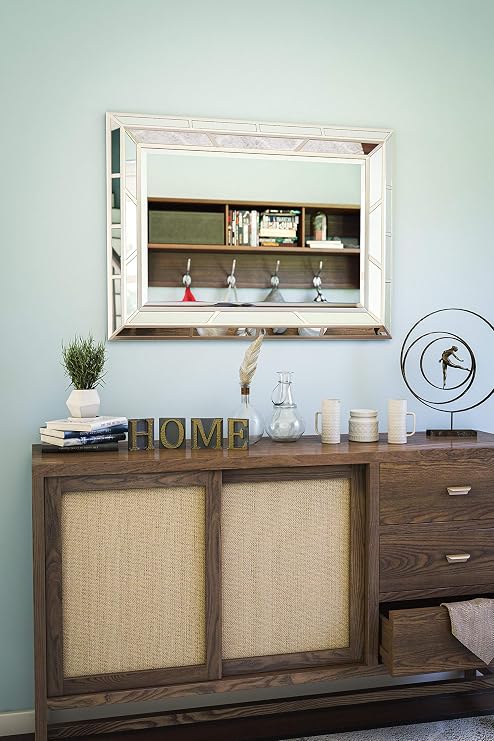 Kenroy Home 60015 Lens Wall Mirror with Tan Finish, Classic Style, 38 Height, 28 Width, 1.5 Depth