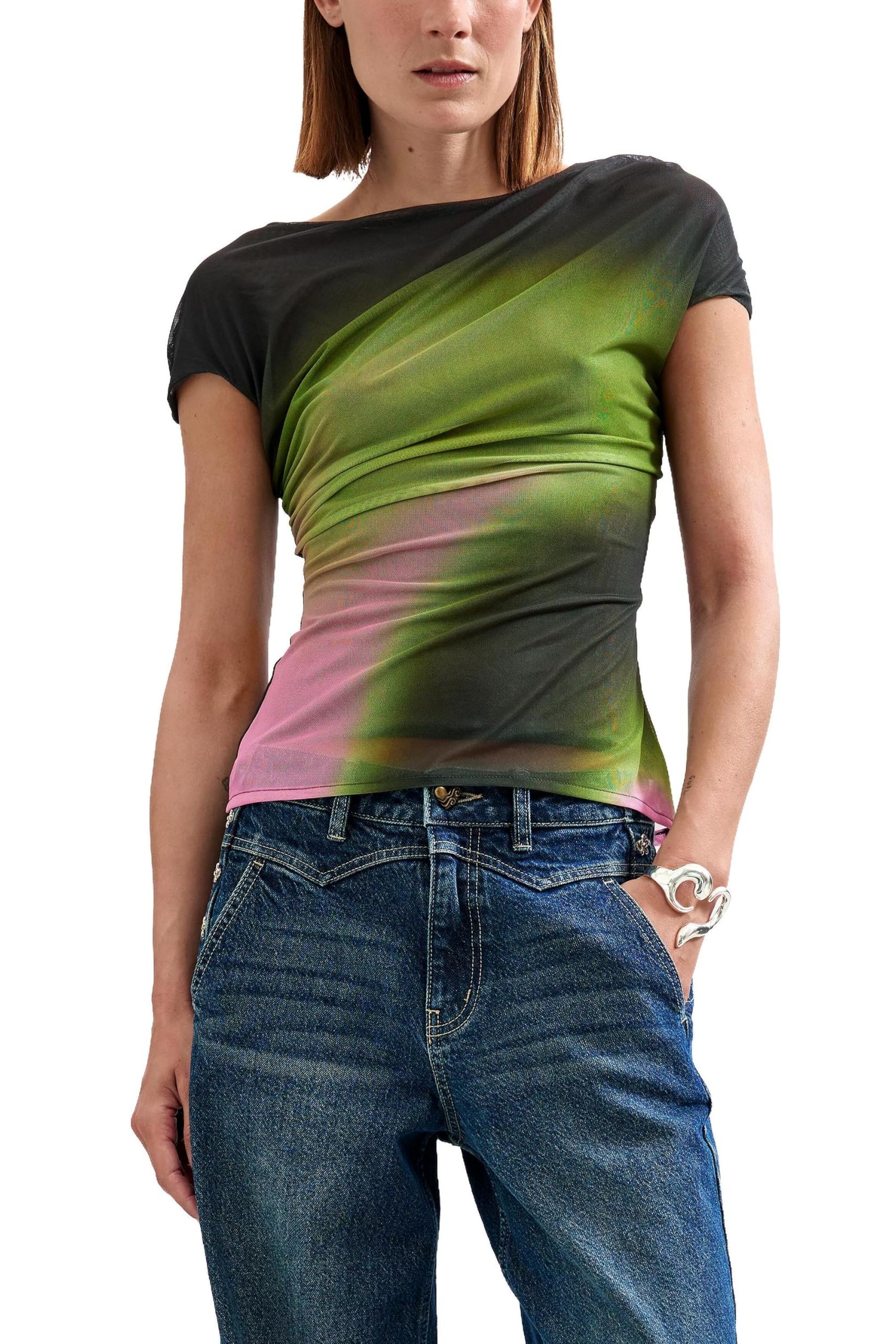Desigual TS_cracovia Damen-T-Shirt, Schwarz, X-Large