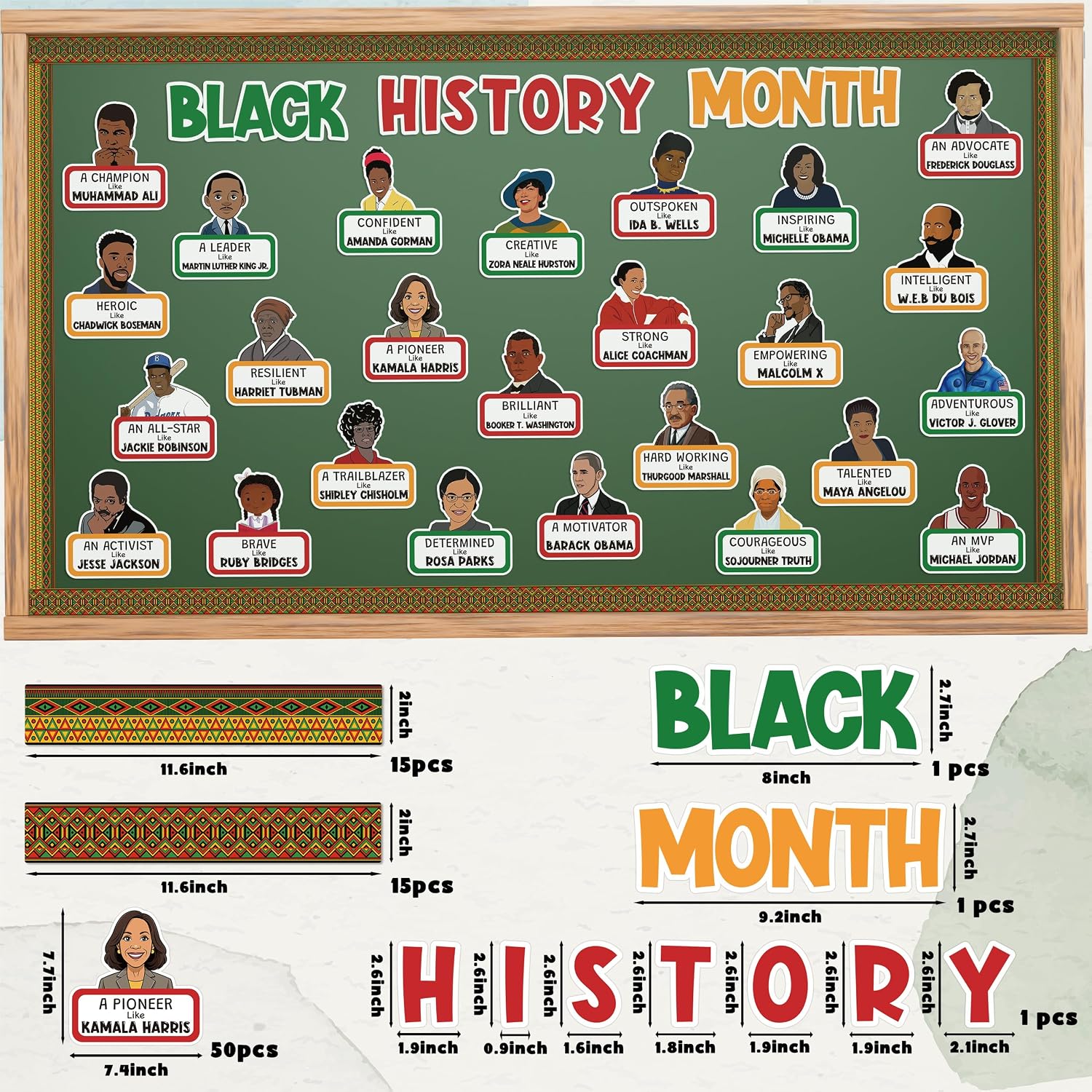 Laffact 89Pcs Black History Month Bulletin Board Decorations Set Black History Month Inspirational Quotes Posters African American Celebration Decor for School Classroom Educational Library Office
