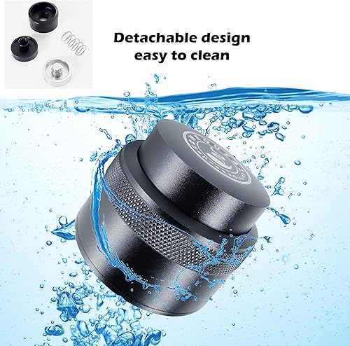 Miniatura 8 de NEOUZA Herramienta niveladora de barista de palma de café de 2.008 in, base plana de acero inoxidable con resorte para máquina de café Portafiltro